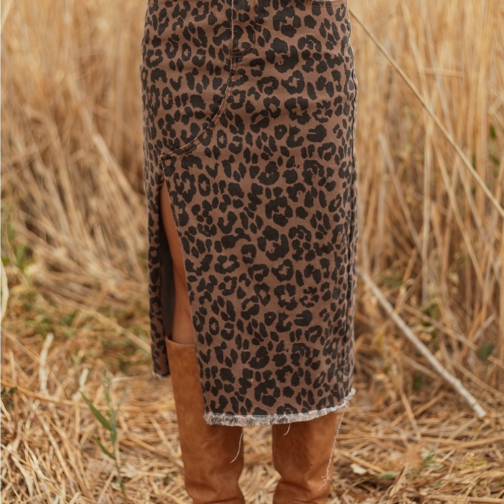 Leopard Print Brown Skirt